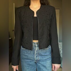 Elegant Black Embroidered Women's Jacket